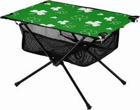Bolaz Outdoor Folding Portable Picnic Camping Table-St. Patrick's Day Green Clover,Storage Mesh for Camping Gear Accessories, Hiking, Mountaineering, Outdoor Travel