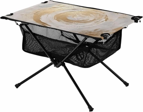 Bolaz Outdoor Folding Portable Picnic Camping Table-White and Gold Water Ripple,Storage Mesh for Camping Gear Accessories, Hiking, Mountaineering, Outdoor Travel
