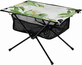 Bolaz Outdoor Folding Portable Picnic Camping Table-White Rose Print,Storage Mesh for Camping Gear Accessories, Hiking, Mountaineering, Outdoor Travel