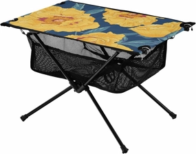 Bolaz Outdoor Folding Portable Picnic Camping Table-Yellow Corn Poppy Flowers on Blue,Storage Mesh for Camping Gear Accessories, Hiking, Mountaineering, Outdoor Travel
