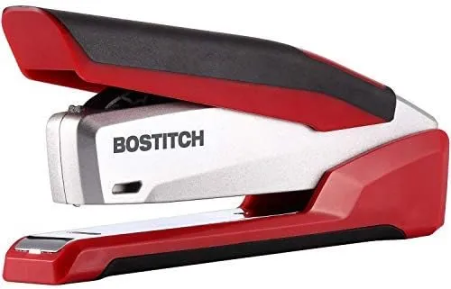 Bostitch, 1117, InPower Spring-Powered Premium Desktop Stapler, 28-Sheet Capacity, Red/Silver