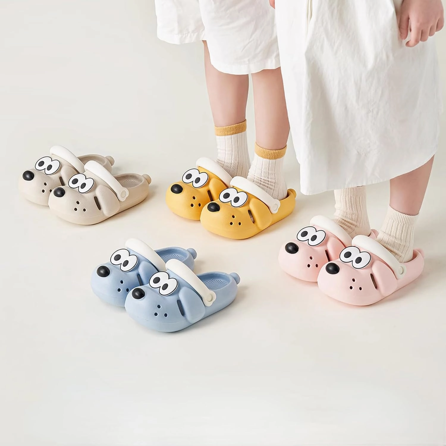 Boys Girls Toddler Summer Slides, Cute Shower Slippers Cartoon Dog Indoor/Outdoor Bath Shoes for Kids