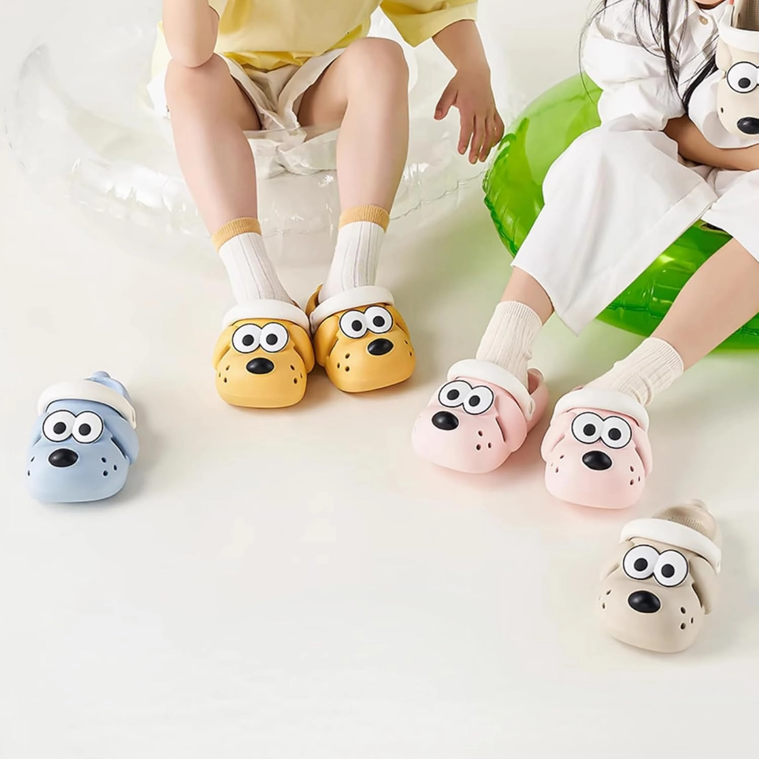 Boys Girls Toddler Summer Slides, Cute Shower Slippers Cartoon Dog Indoor/Outdoor Bath Shoes for Kids