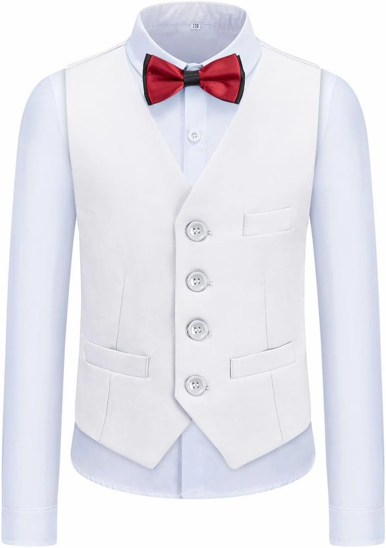 Boys Suits 3 Piece Formal Kids Tuxedo Suits for Boys Slim Fit Casual Ring Bearer Outfit with Blazer Jacket Pants and Vest