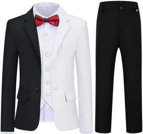 Boys Suits 3 Piece Formal Kids Tuxedo Suits for Boys Slim Fit Casual Ring Bearer Outfit with Blazer Jacket Pants and Vest