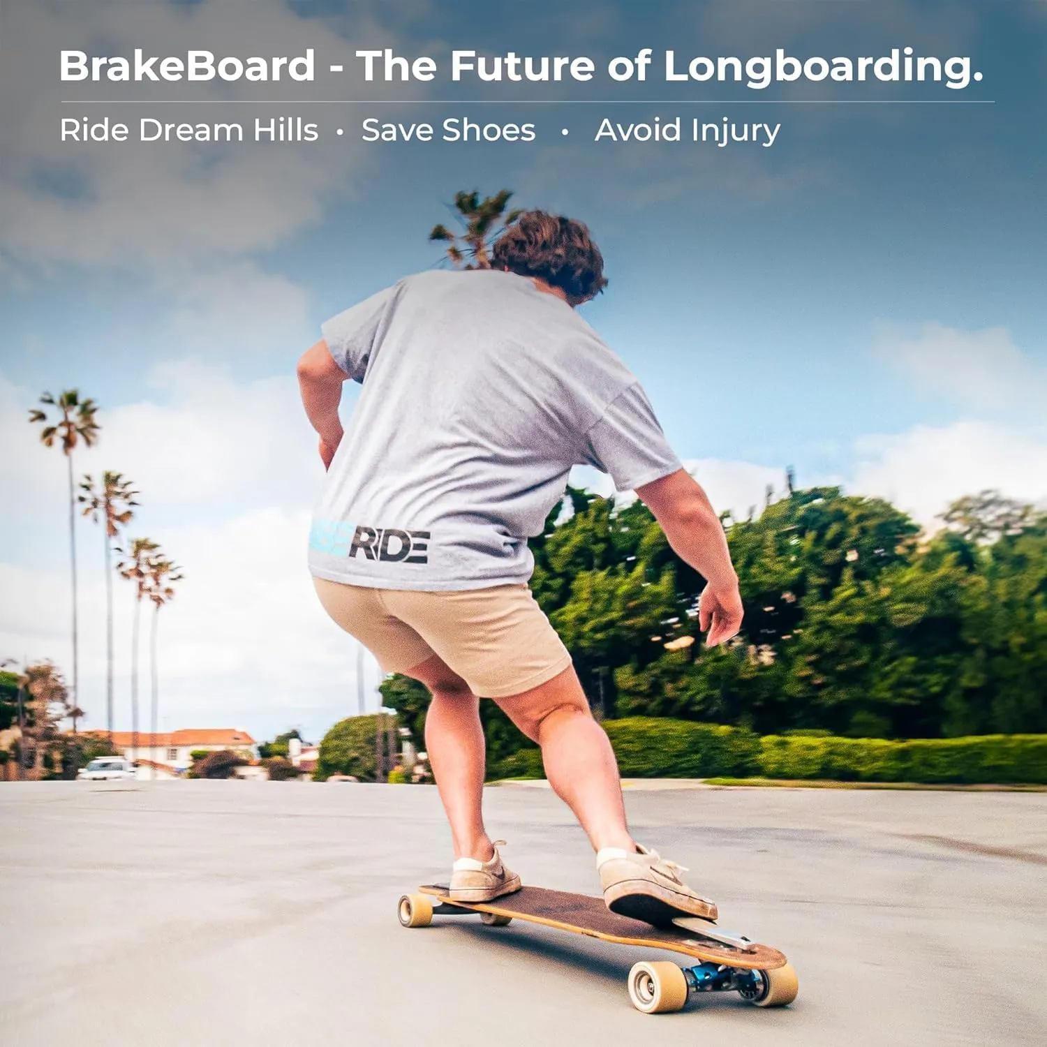 BrakeBoard - Longboard with a Brake! Drop-Through Longboard Skateboard with a Brake. Premium Maple Longboard for Cruising & Downhill. As Seen On Shark Tank!