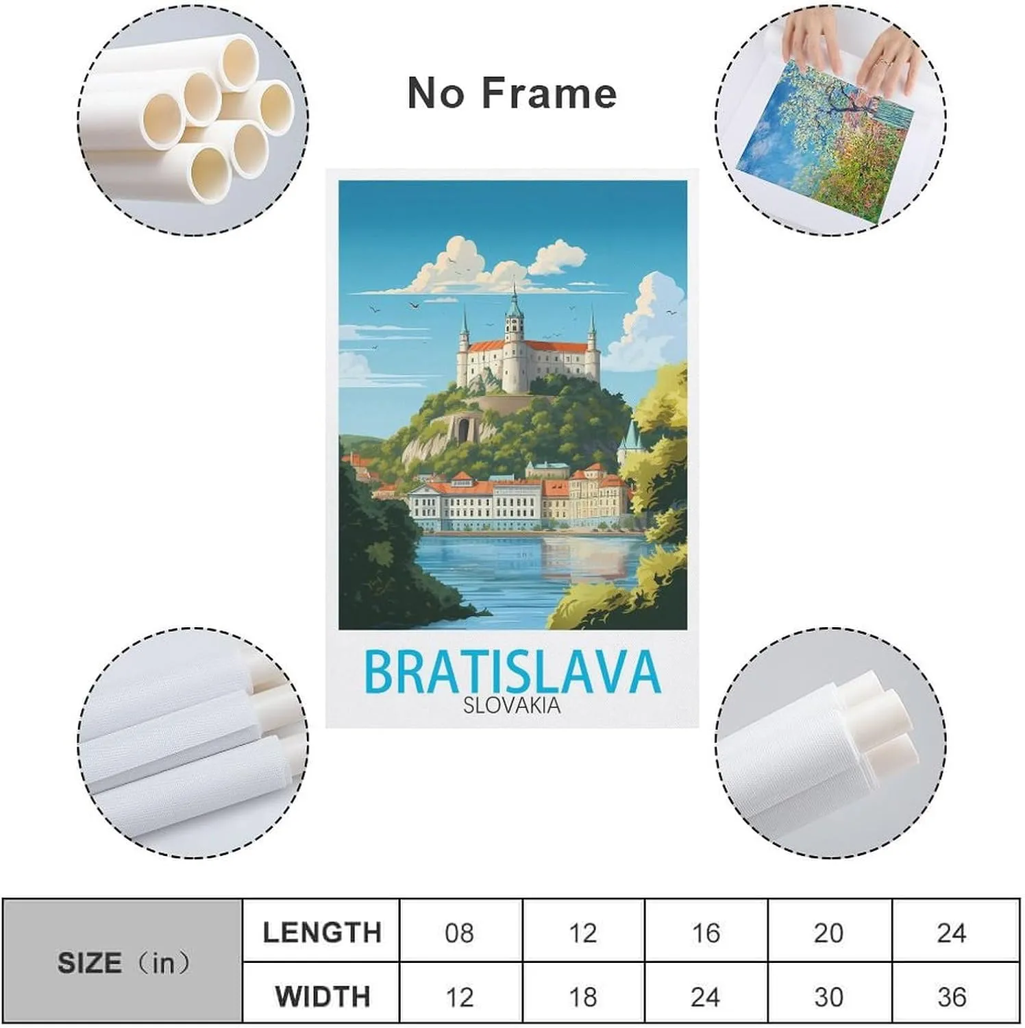 Bratislava Slovakia Travel Poster Print Canvas Wall Art for Bedroom Living Room HD Print Posters 12x18inch(30x45cm)