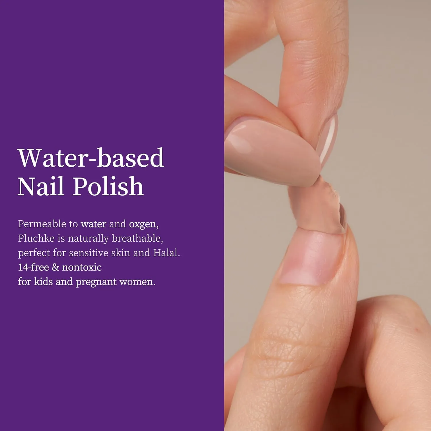 Breathable Halal Vegan Nail Polish – Water-Based 3pc Set (Peach Coral   Creamy Blush Beige   Clear Top Coat) | Non-Toxic, Eco-Friendly, 0.51 fl oz