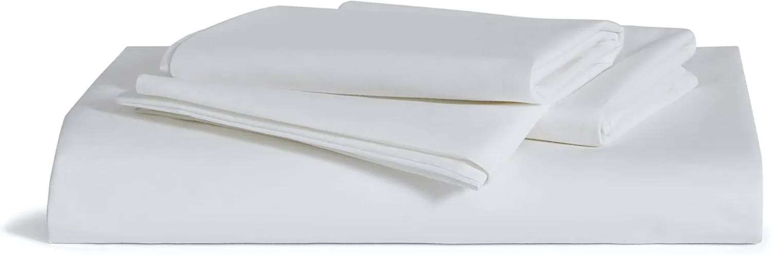 Brooklinen Luxury Sateen 3 Piece Sheet Set - No Flat Sheet Set, 100% Cotton, California King Size in White - 1 Fitted Sheet and 2 Pillowcases | Best Luxury Sheets