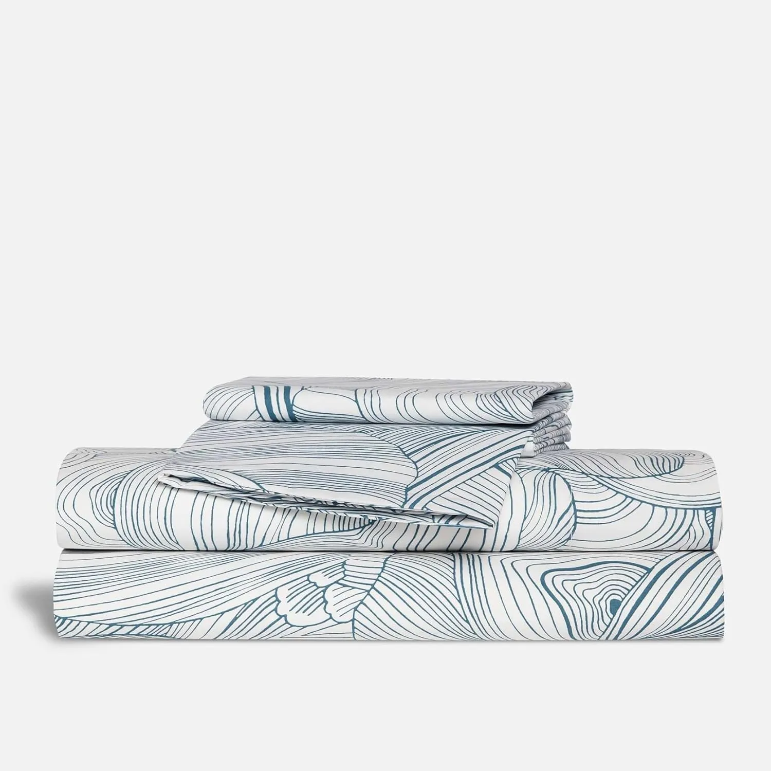 Brooklinen Luxury Sateen 4 Piece Queen Size Sheets Set in Oyster Blue - 100% Cotton Sateen Sheets - 1 Fitted Sheet, 1 Flat Sheet, 2 Pillowcases