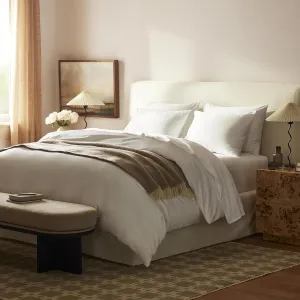 Brooklinen Luxury Sateen 4 Piece Queen Size Sheets Set in White - 100% Cotton Sateen Sheets - 1 Fitted Sheet, 1 Flat Sheet, 2 Pillowcases