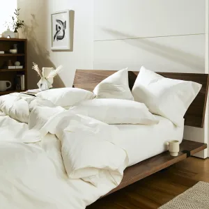 Brooklinen Luxury Sateen 7 Piece Sheet Set - 100% Cotton, Queen Size in Cream - 1 Duvet Cover, 1 Fitted Sheet, 1 Flat Sheet, 4 Pillowcases | Best Luxury Sheets