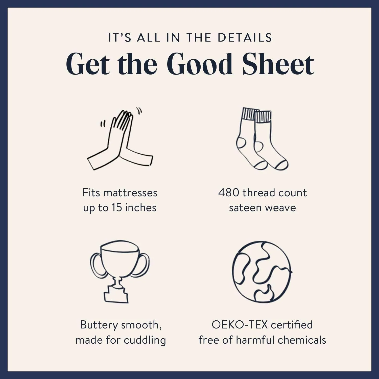 Brooklinen Luxury Sateen 7 Piece Sheet Set - 100% Cotton, Queen Size in Cream - 1 Duvet Cover, 1 Fitted Sheet, 1 Flat Sheet, 4 Pillowcases | Best Luxury Sheets