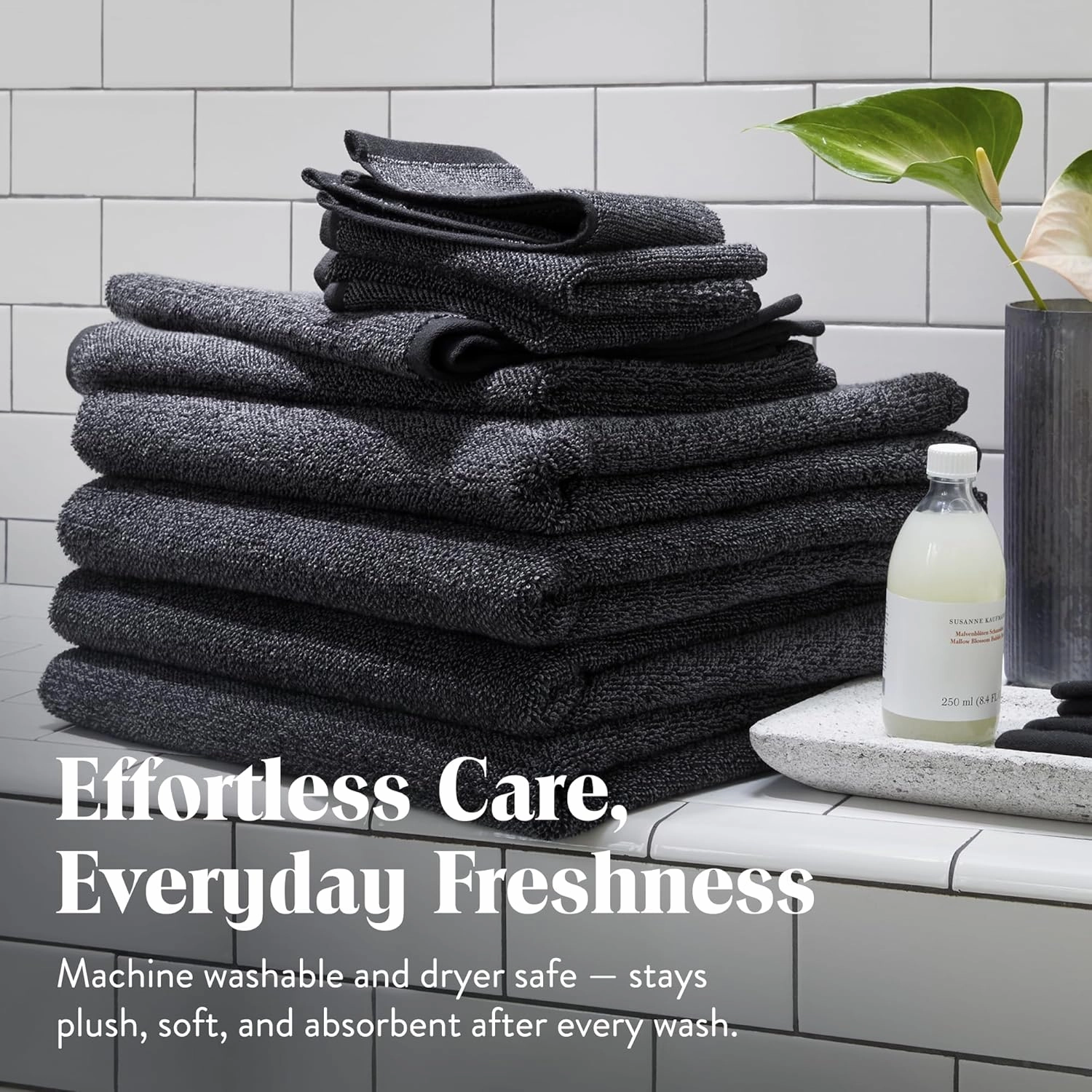Brooklinen Super-Plush Turkish Cotton Bath Sheets Set of 2 Cotton, 820 GSM, Highly Absorbent, Machine Washable, Perfect for Home & Bathroom (40" x 65", Marlled Black)