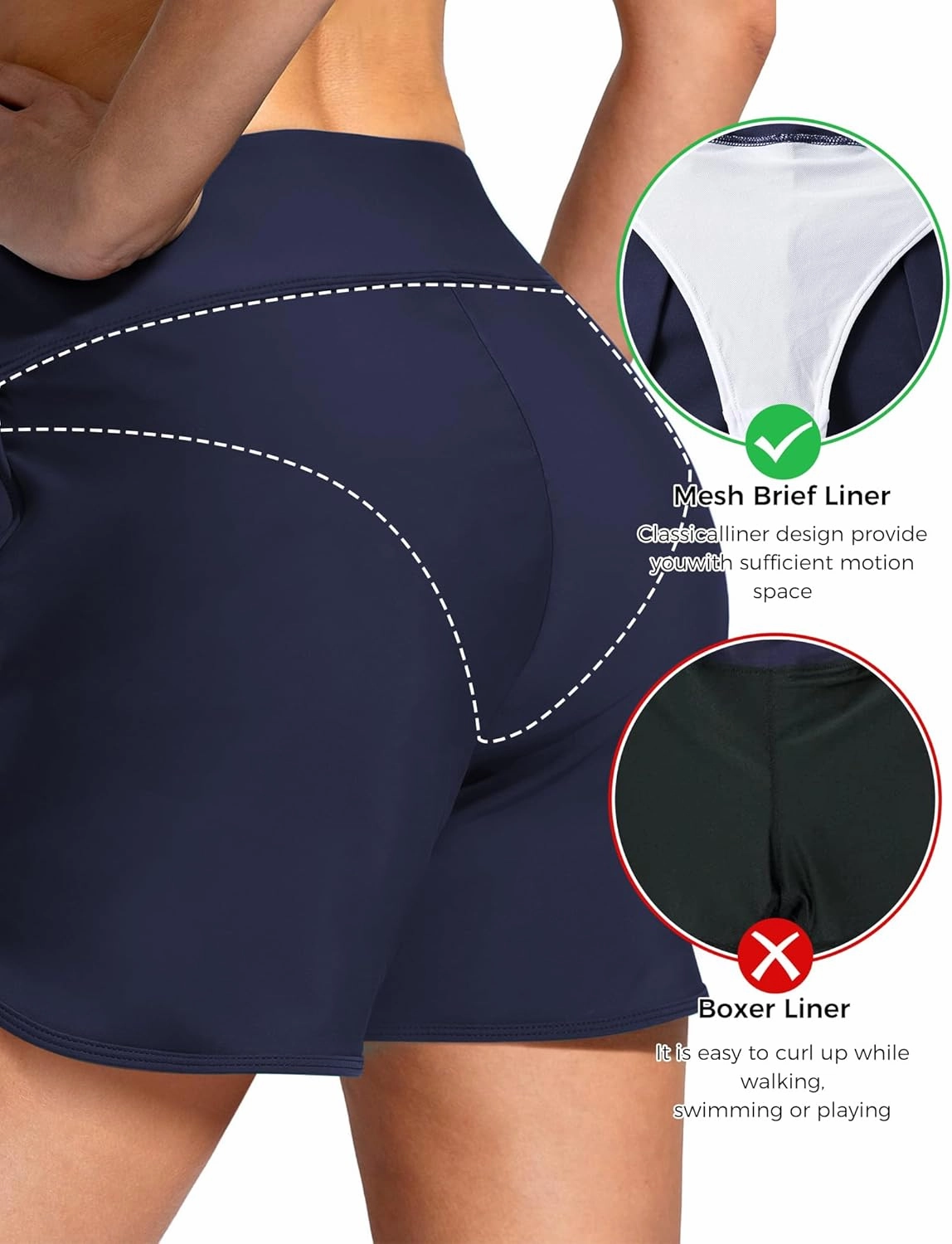 Buauty Women's 5" Swim Board Shorts Quick Dry High Waisted Swimsuits with Liner Pockets UPF 50  Bathing Suits Bottoms Trunks