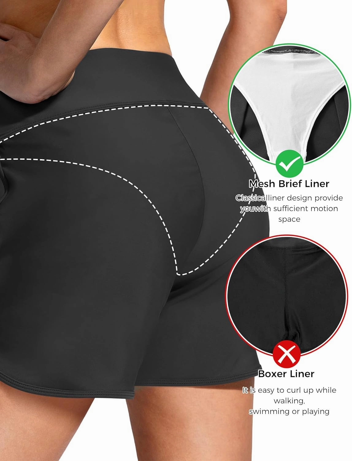 Buauty Women's 5" Swim Board Shorts Quick Dry High Waisted Swimsuits with Liner Pockets UPF 50  Bathing Suits Bottoms Trunks