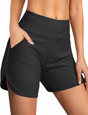 Buauty Women's 5" Swim Board Shorts Quick Dry High Waisted Swimsuits with Liner Pockets UPF 50  Bathing Suits Bottoms Trunks
