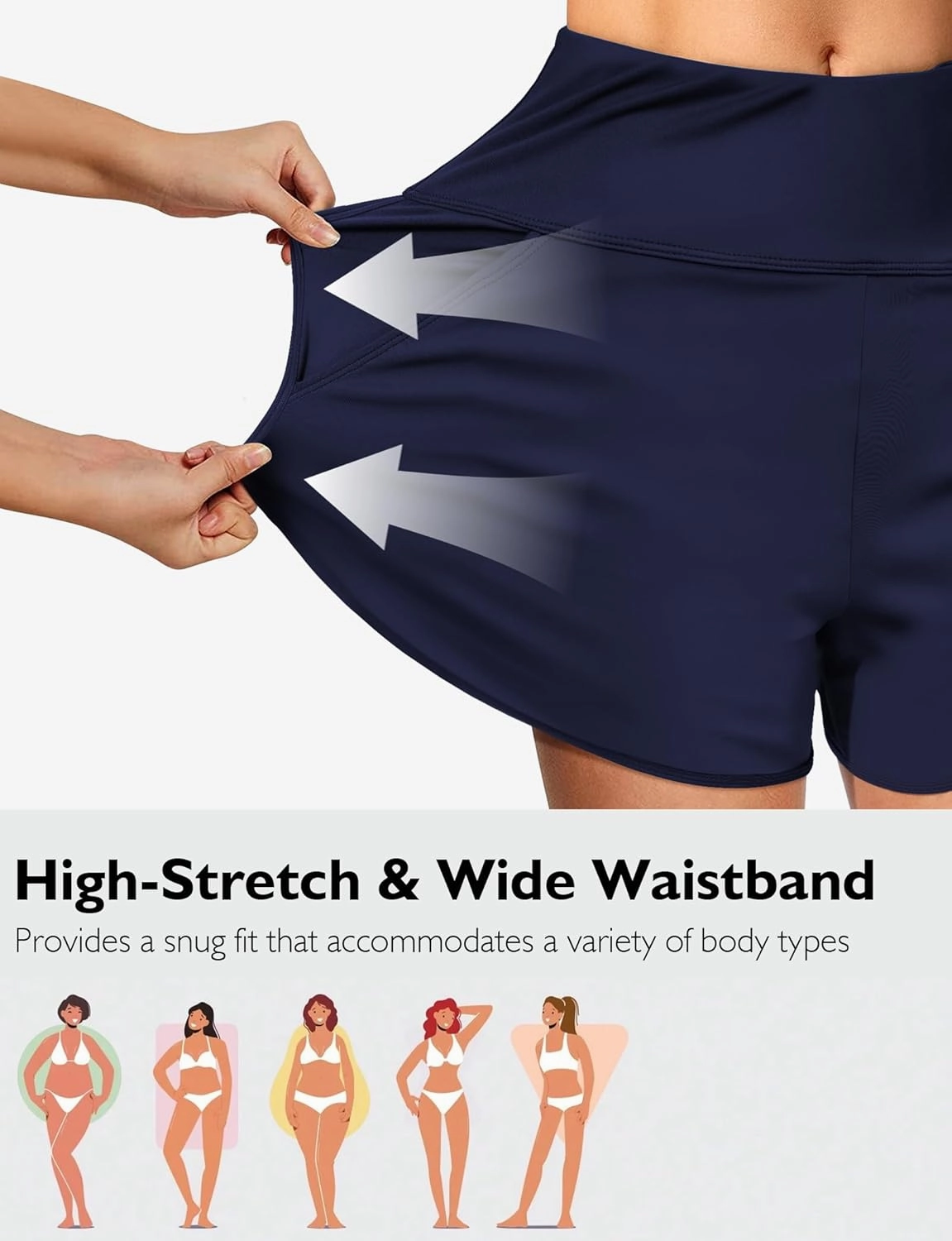 Buauty Women's 5" Swim Board Shorts Quick Dry High Waisted Swimsuits with Liner Pockets UPF 50  Bathing Suits Bottoms Trunks
