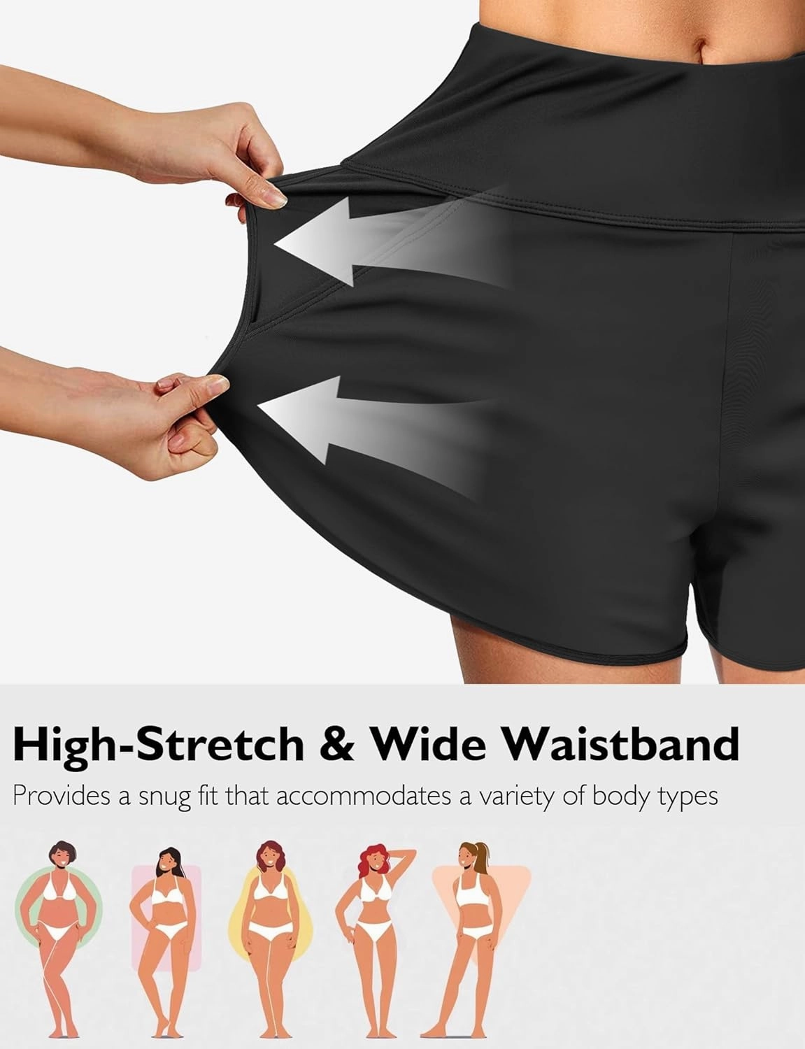 Buauty Women's 5" Swim Board Shorts Quick Dry High Waisted Swimsuits with Liner Pockets UPF 50  Bathing Suits Bottoms Trunks