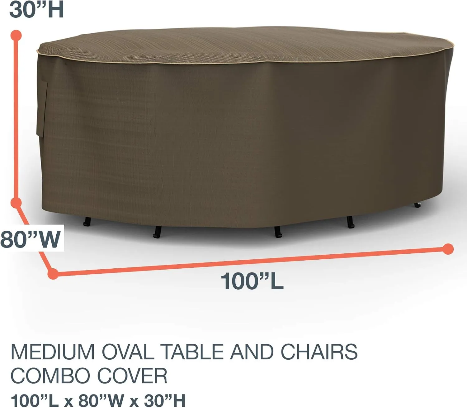Budge StormBlock Hillside Oval Table and Chairs Combo Cover Premium, Outdoor, Waterproof, Medium, Black and Tan Weave