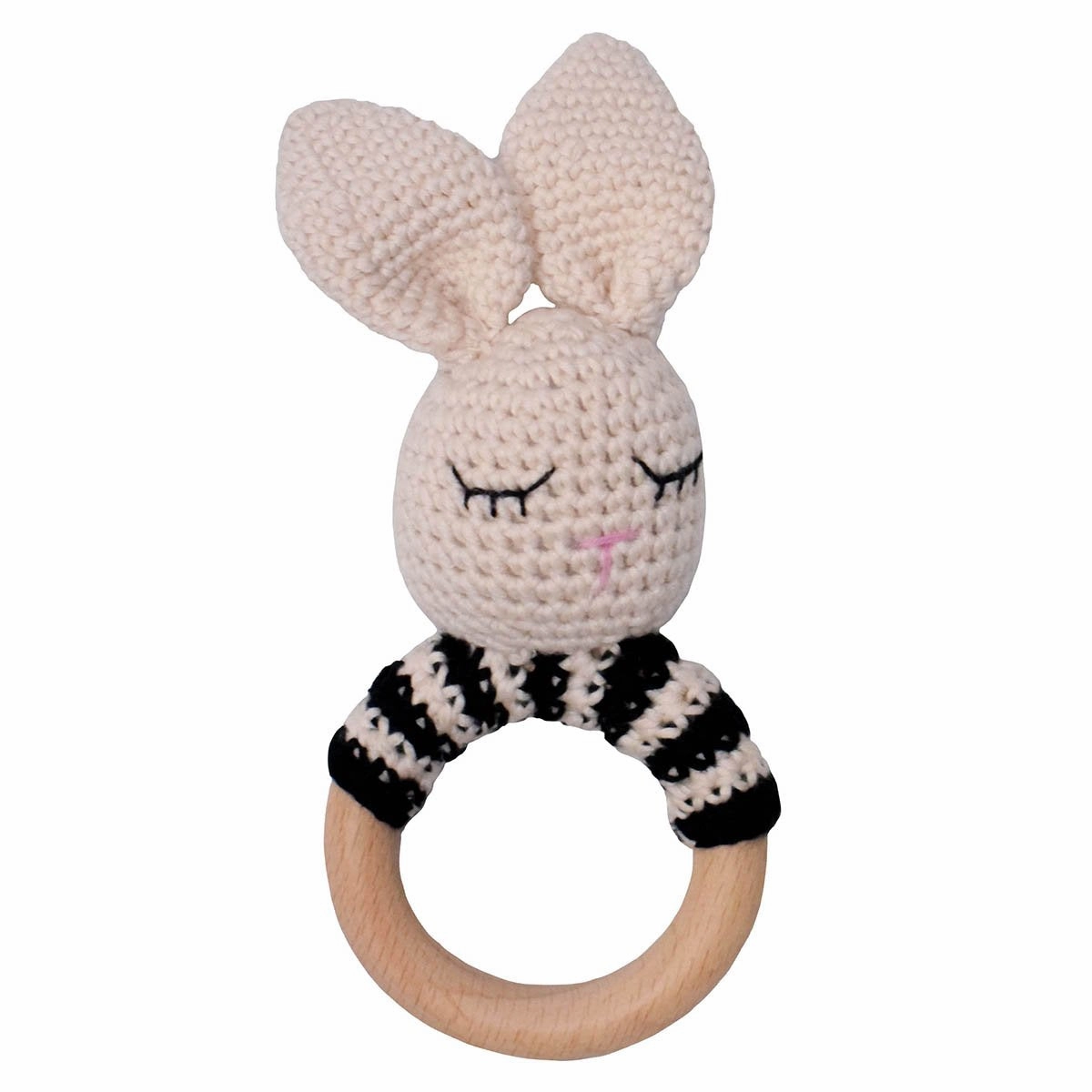 Bunny Lovey Mini Blanket with Removable Teething Rattle Ring