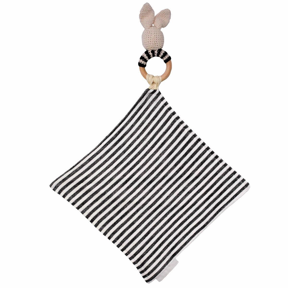 Bunny Lovey Mini Blanket with Removable Teething Rattle Ring