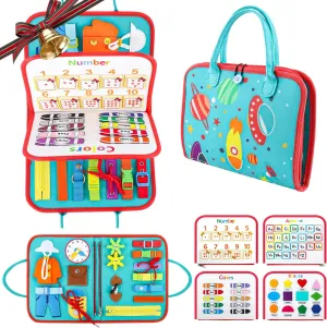 Busy Board Montessori Toys for 1 2 3 4 Year Old Boy & Girl Birthday Gifts, Busy Book for Toddlers 1-3, Sensory Educational Travel Toys, Preschool Activities for Learning Fine Motor Skills