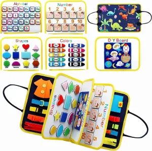 Busy Board Montessori Toys for Toddlers Sensory Toys Gifts for 1 2 3 4 Year Old Girls & Boys Preschool Learning Activities Educational Travel Toy for Fine Motor Skills (Blue)