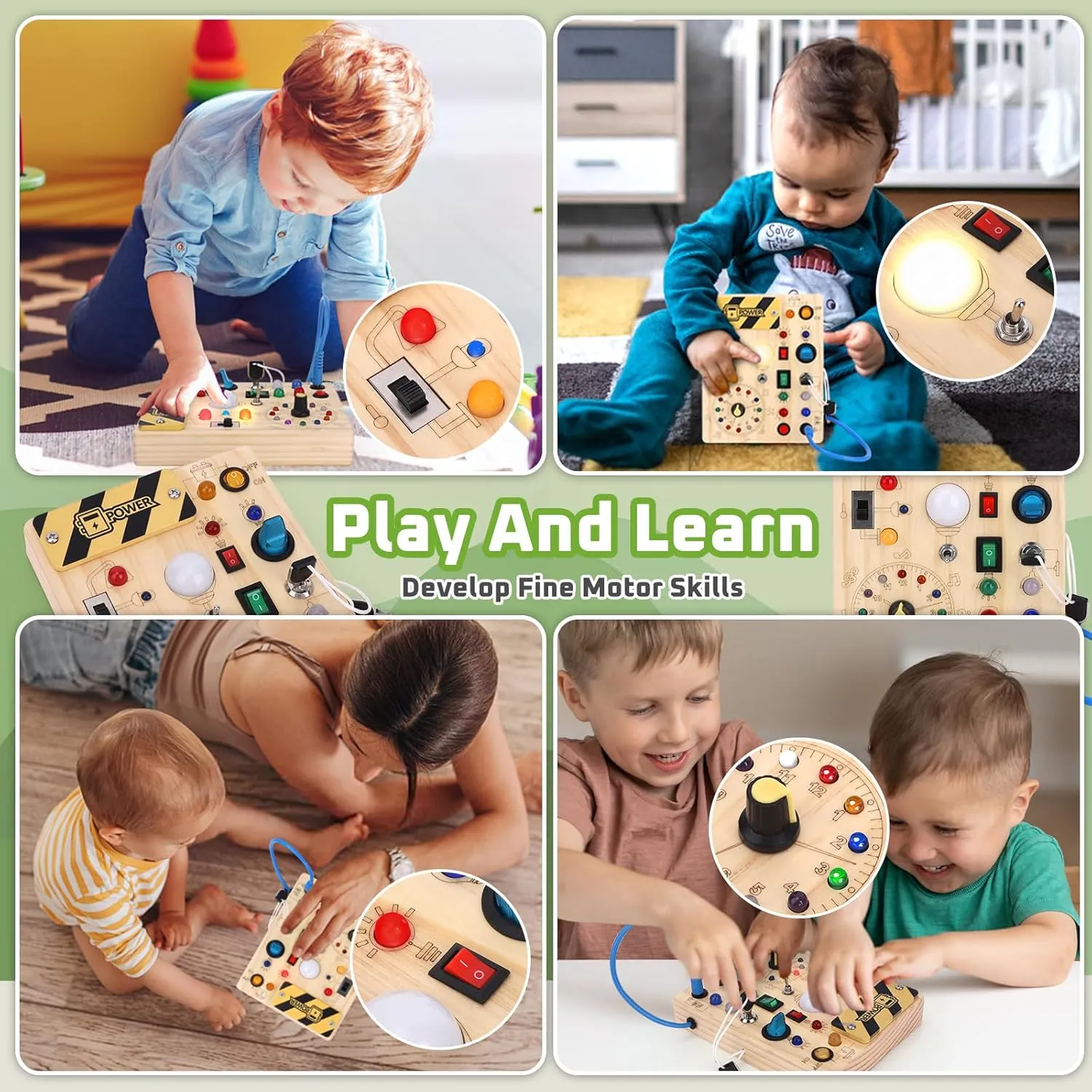 Busy Board 【Plus Version】 with 23 LED Light,Montessori Toy for 1  Year Old,Engaging Sensory Board for Fine Motor Skills,Gifts & Travel Toys for Toddlers 1-3