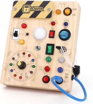 Busy Board 【Plus Version】 with 23 LED Light,Montessori Toy for 1  Year Old,Engaging Sensory Board for Fine Motor Skills,Gifts & Travel Toys for Toddlers 1-3