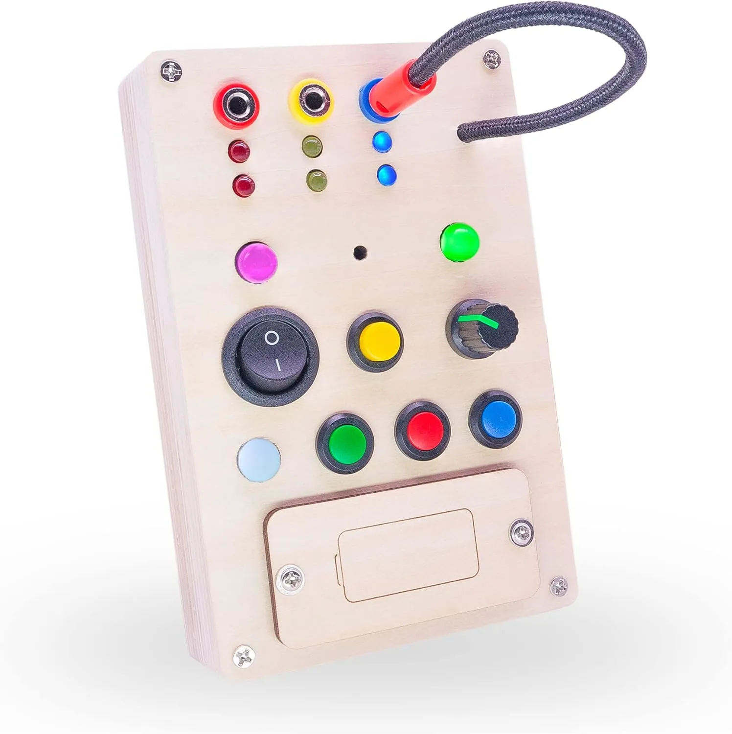 Busy Board Toddler Montessori Toys Led Light Switch Busy Board Autism Sensory Toys for Busy Toddlers Sensory Wall Panel Fidget Board Wooden Toys for Toddlers 1-3 (Pluggable Wire Busy Board)