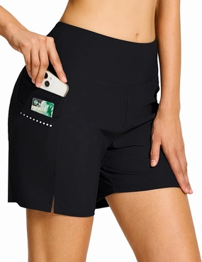 BVVU Women's 5" High Waisted Swim Board Shorts with Pockets Liner Tummy Control UPF50  Quick Dry Beach Swimsuit Bottoms