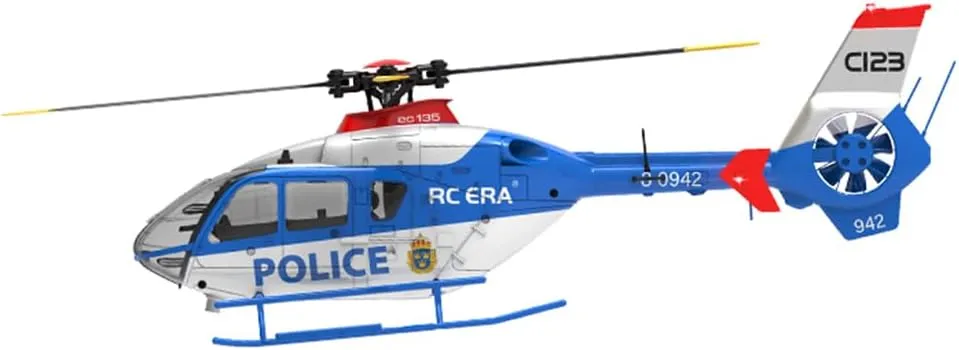 C123 RC Helicopter, 1:36 6CH EC135 Remote Control Helicopter for Adults, 2.4GHz RC Aircraft with 6-Axis Gyro, Inverted Flight, Altitude Hold, One Key Take Off/Landing (Blue(2 Batteries)