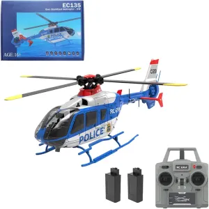 C123 RC Helicopter, 1:36 6CH EC135 Remote Control Helicopter for Adults, 2.4GHz RC Aircraft with 6-Axis Gyro, Inverted Flight, Altitude Hold, One Key Take Off/Landing (Blue(2 Batteries)