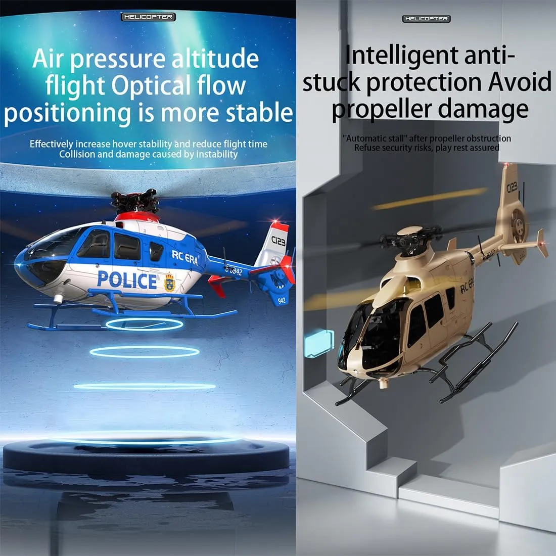 C123 RC Helicopter for Adults, 1:36 6CH Remote Control Helicopter, 2.4GHz EC135 RC Aircraft with 6-Axis Gyro, 3D Flips, Inverted Flight, Altitude Hold, One Key Take Off/Landing