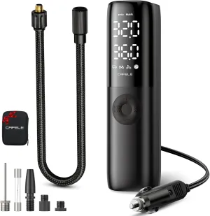 CAFELE Tire Inflator Portable Air Compressor for Car Tires[2X Fast Inflate]12V Small Air Pump for Car Tires, 160PSI Car Tire Air Pump with Pressure Gauge, LCD Dual Screen for Bike Motorcycle Ball