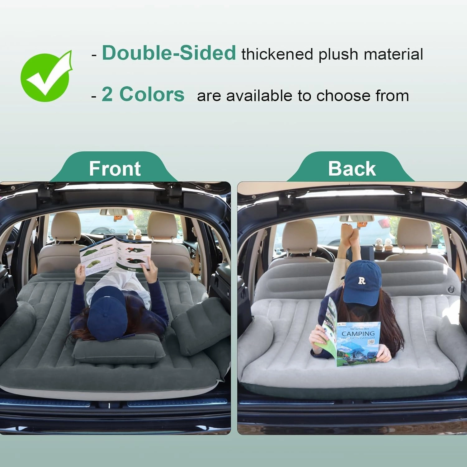 Car Air Mattress for Jeep Cherokee 2019-2024, Flocking & PVC Camping Air Mattresses with Comfortable Long Fleece Car Bed Accessories for Home & Travel,B