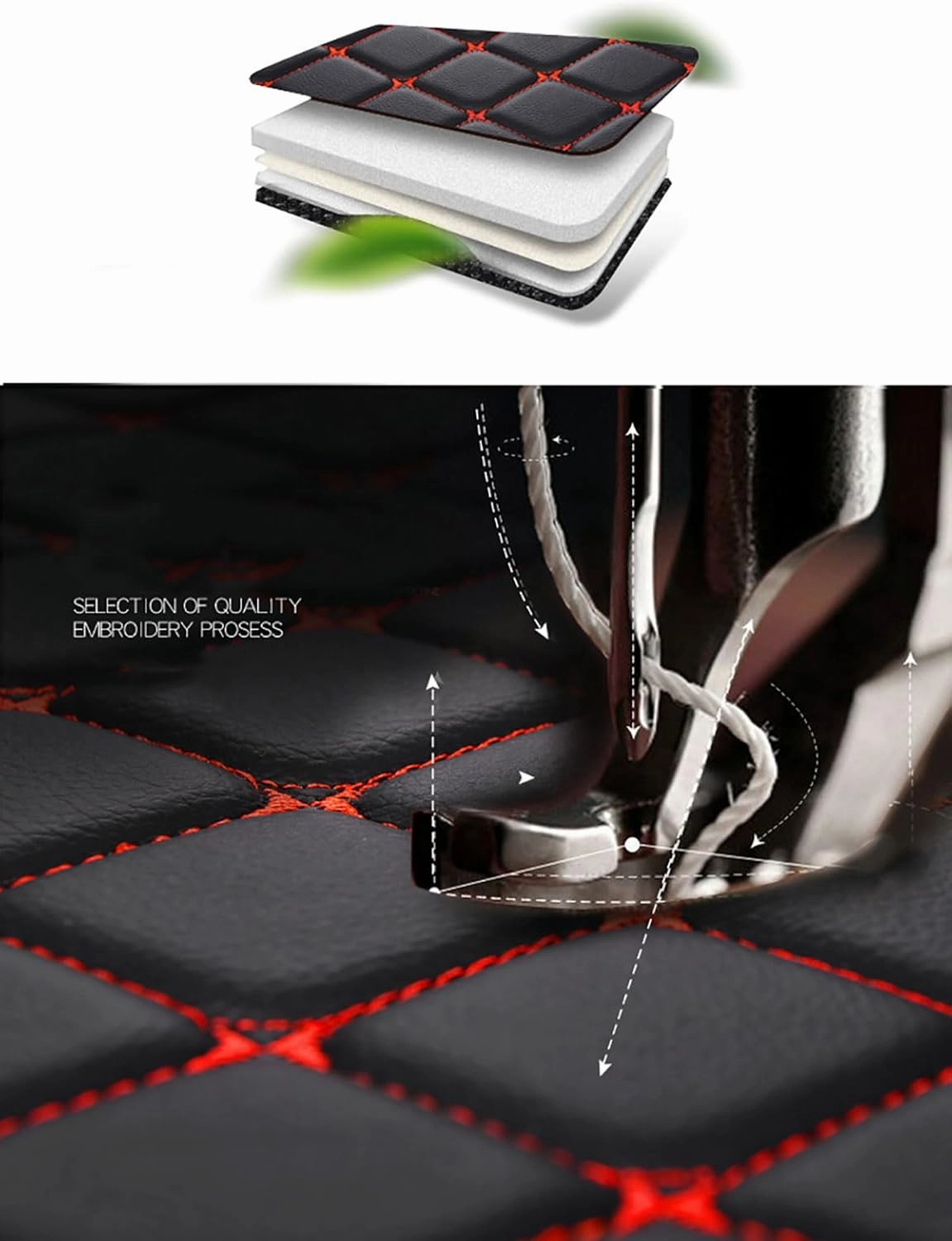 Car Boot Mats for Genesis GV70 EV Pure Electric 2023 2024, Custom Protector Pad Cargo Tray Liners Trunk Carpets All Weather Interior Accessories,Black Red