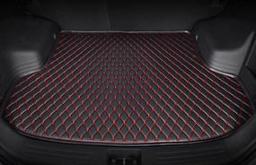 Car Boot Mats for Genesis GV70 EV Pure Electric 2023 2024, Custom Protector Pad Cargo Tray Liners Trunk Carpets All Weather Interior Accessories,Black Red