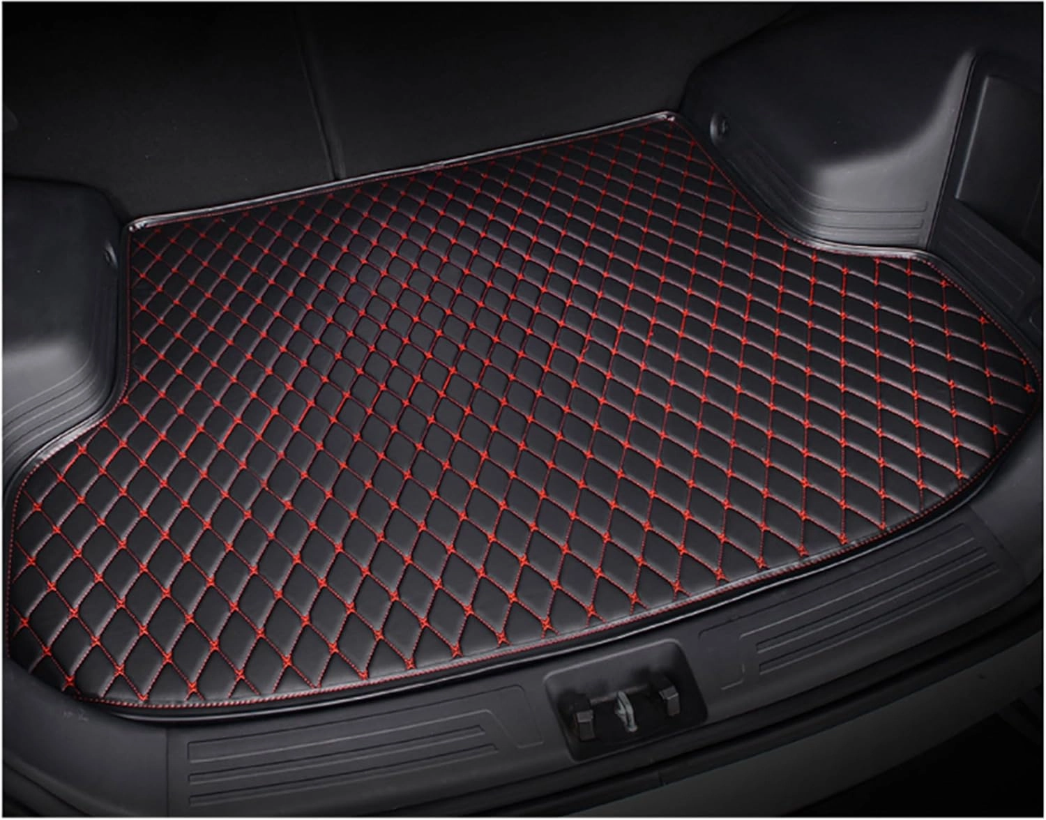 Car Boot Mats for Genesis GV70 EV Pure Electric 2023 2024, Custom Protector Pad Cargo Tray Liners Trunk Carpets All Weather Interior Accessories,Black Red