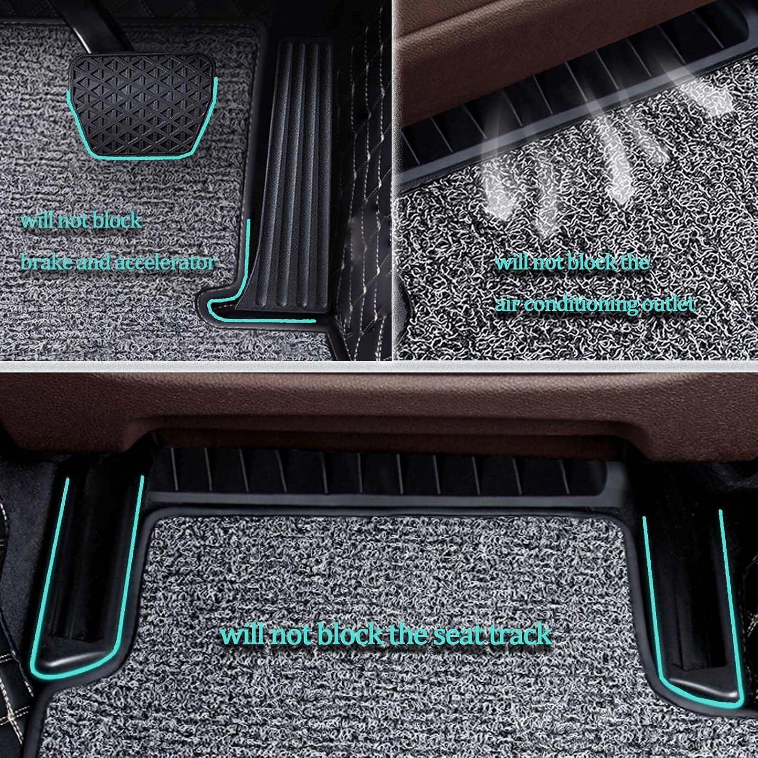 Car Floor Mats for Chevrolet Spark M300 2009 2010 2011 2012 2013 2014 2015, Double Layer Car Carpets All-Weather Non-Slip Full Set Protection Floor Liner,Beige Brown Loop
