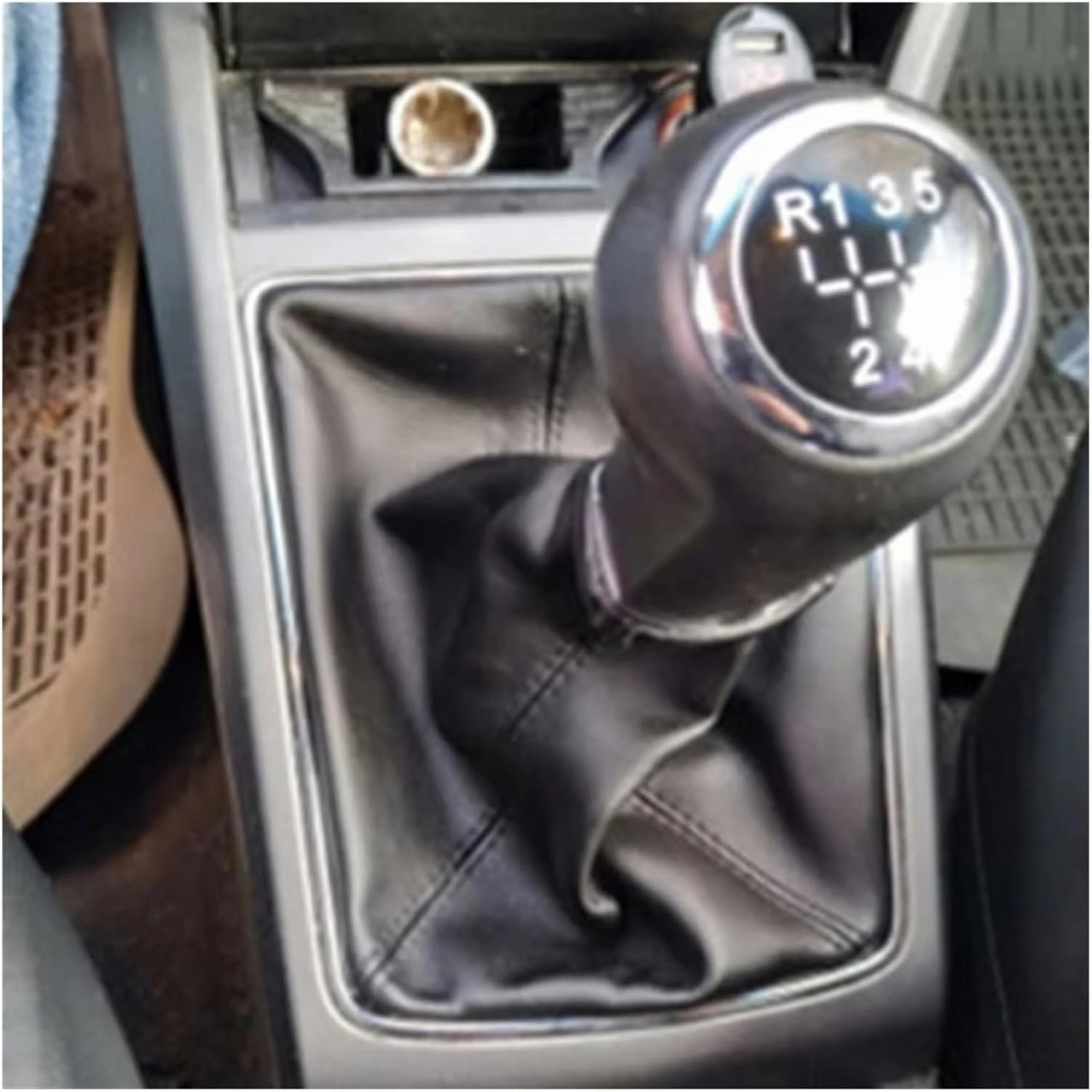 Car Gear Knob Shifter for Opel for Astra for GTC for Coupe AS A-H/C 05-10 Gearbox Gaiter Stick Handle 6/5 Speed Leather Shift Gear Knob Gear Shifter Knobs(E White line)