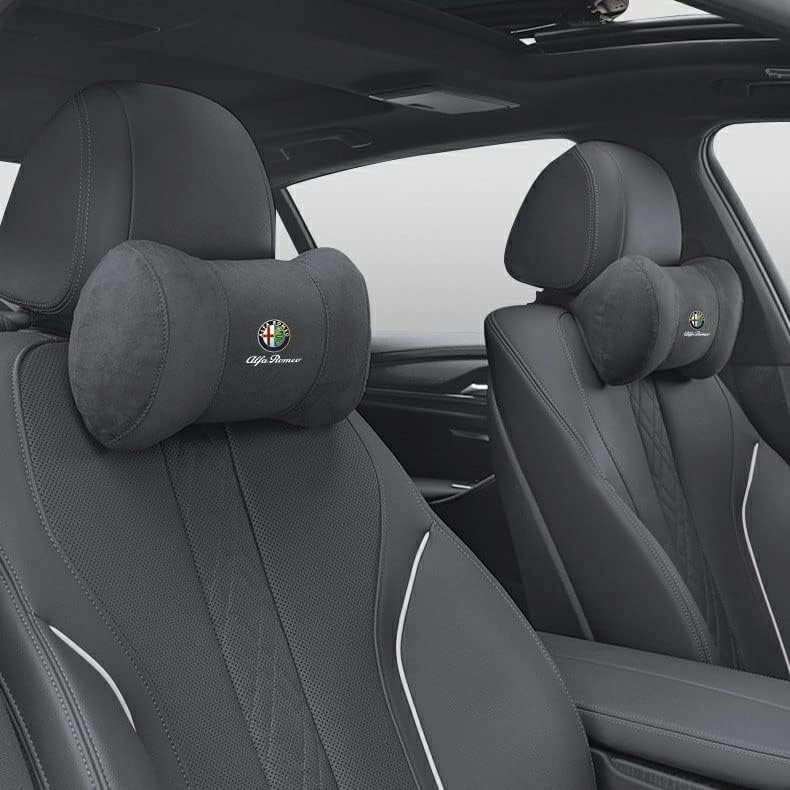 Car Headrest Pillow for Alfa Romeo Stelvio Giulia Giulietta Sportiva Mito, Car Neck Pillow, Head Neck Rest Cushion, Comfortable Soft Seat Back Pillows, Travel Pillow Cushion,A Black, normal