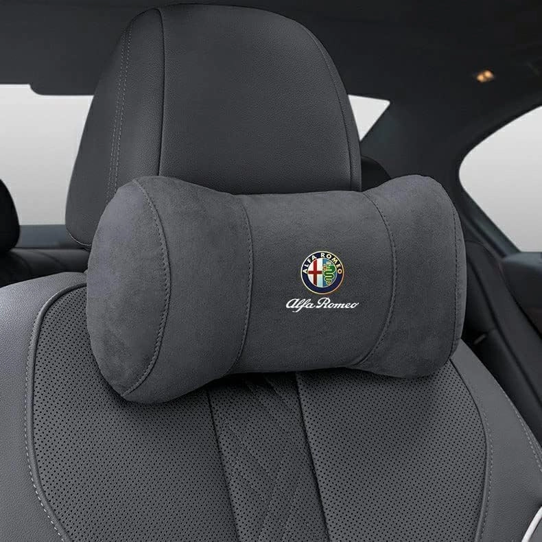 Car Headrest Pillow for Alfa Romeo Stelvio Giulia Giulietta Sportiva Mito, Car Neck Pillow, Head Neck Rest Cushion, Comfortable Soft Seat Back Pillows, Travel Pillow Cushion,A Black, normal