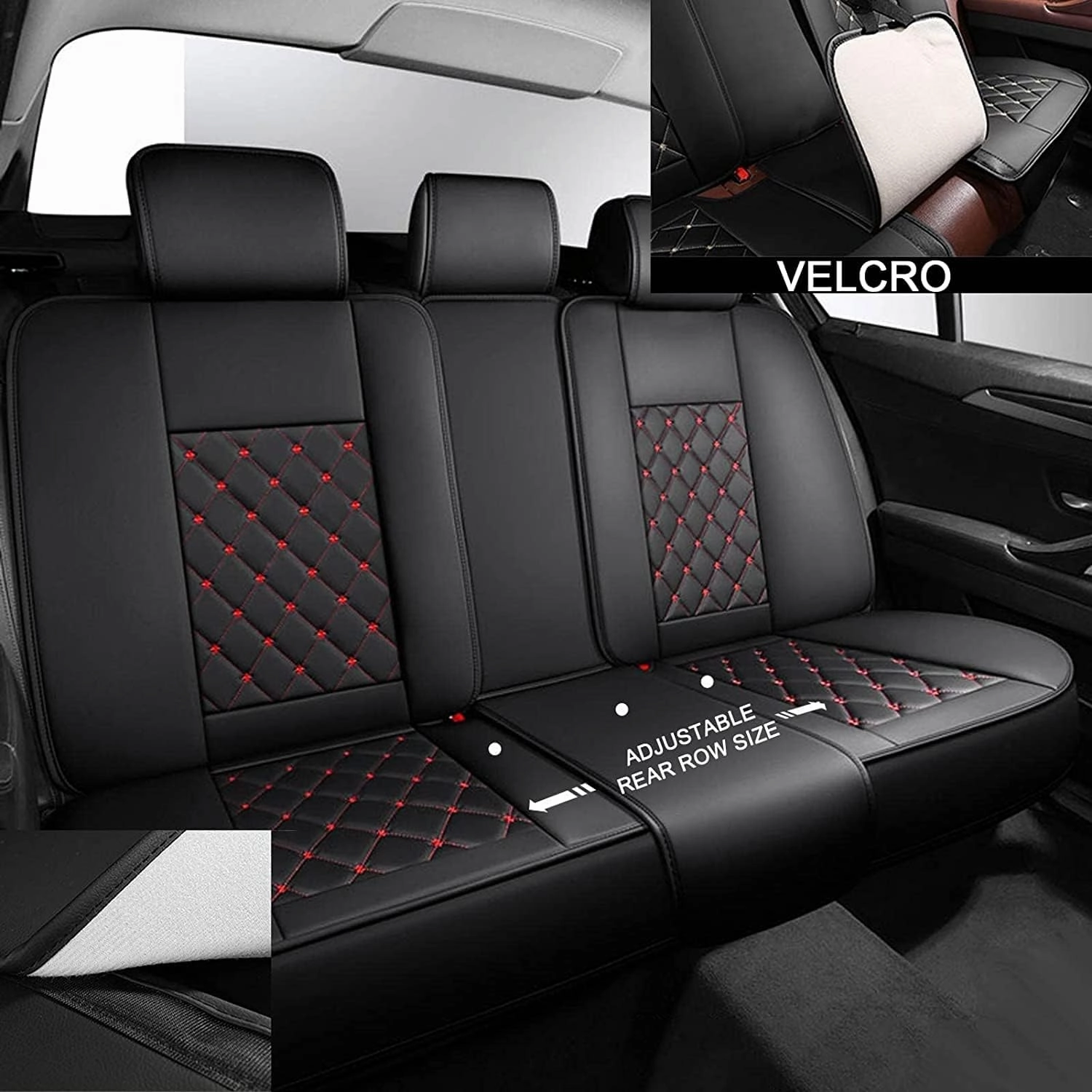 Car Seat Cover Full Set Leather Waterproof, for Ligier JS50 2000-2024 2025, Universal Breathable 5-Seat Car Seat Covers All Weather to Fit Most Cars(Red)