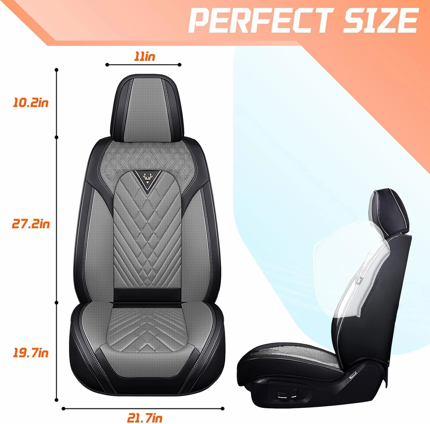 Car Seat Covers Fit for Buick Encore 2013-2022,2 Seat Comfort Non-Slip Seat Cover Airbag Compatible,Waterproof Leather Seat Covers(Standard 2 Seat,Black Gray)