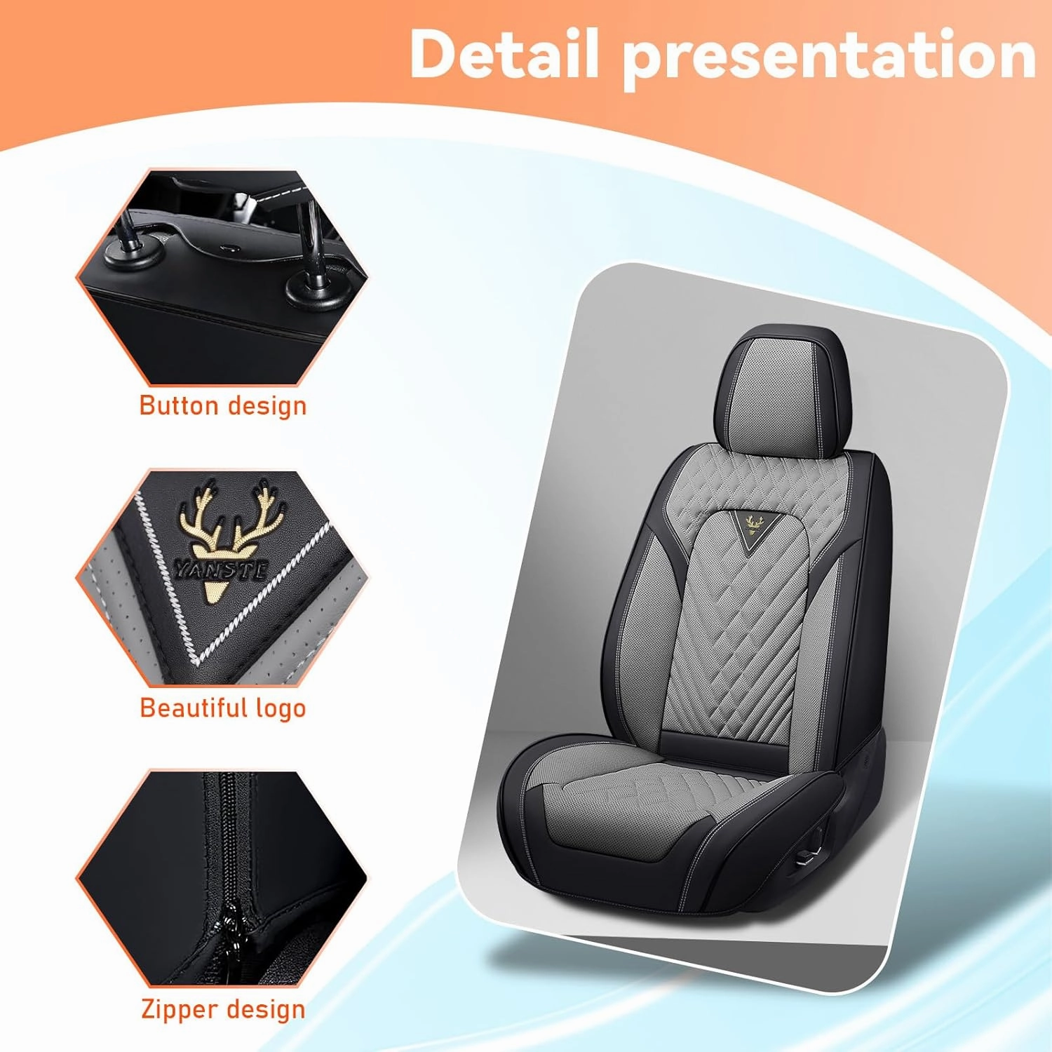 Car Seat Covers Fit for Buick Encore 2013-2022,2 Seat Comfort Non-Slip Seat Cover Airbag Compatible,Waterproof Leather Seat Covers(Standard 2 Seat,Black Gray)
