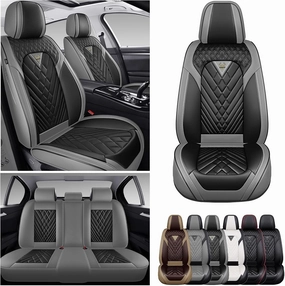 Car Seat Covers Fit for Lincoln Nautilus 2019-2025,5 Seat Comfort Non-Slip Seat Cover Airbag Compatible,Waterproof Leather Seat Covers(Standard 5 Seat,Gray Black)