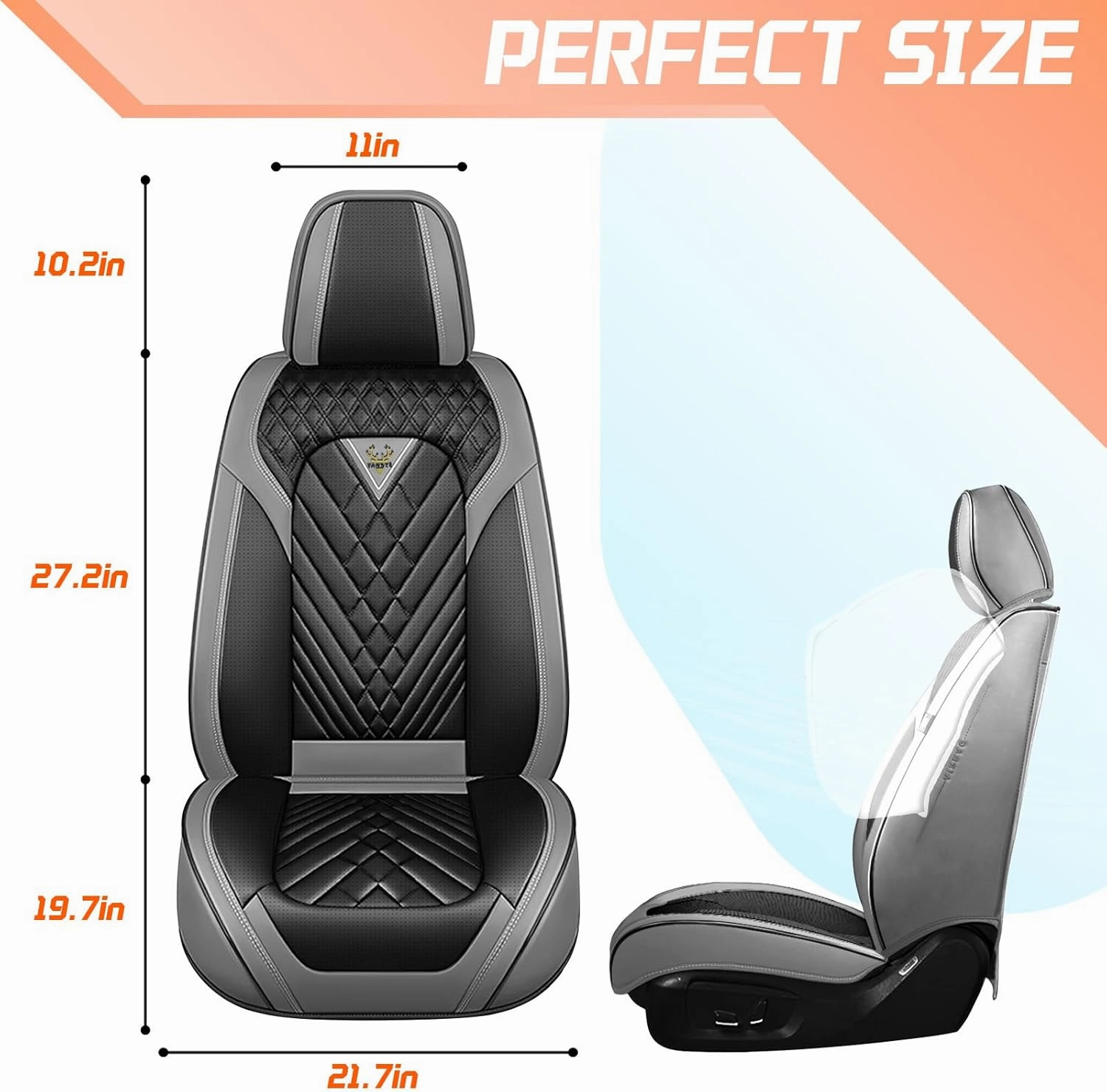 Car Seat Covers Fit for Lincoln Nautilus 2019-2025,5 Seat Comfort Non-Slip Seat Cover Airbag Compatible,Waterproof Leather Seat Covers(Standard 5 Seat,Gray Black)
