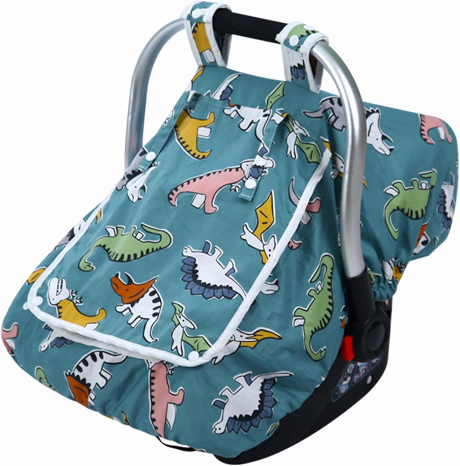 Car Seat Covers for Babies Warm Infant Car Seat Cover, Dinosaur Pattern Windproof Baby Carseat Cover Kick-Proof Car Seat Canopy with Breathable Mesh Peep Window for Infant Boys Girls